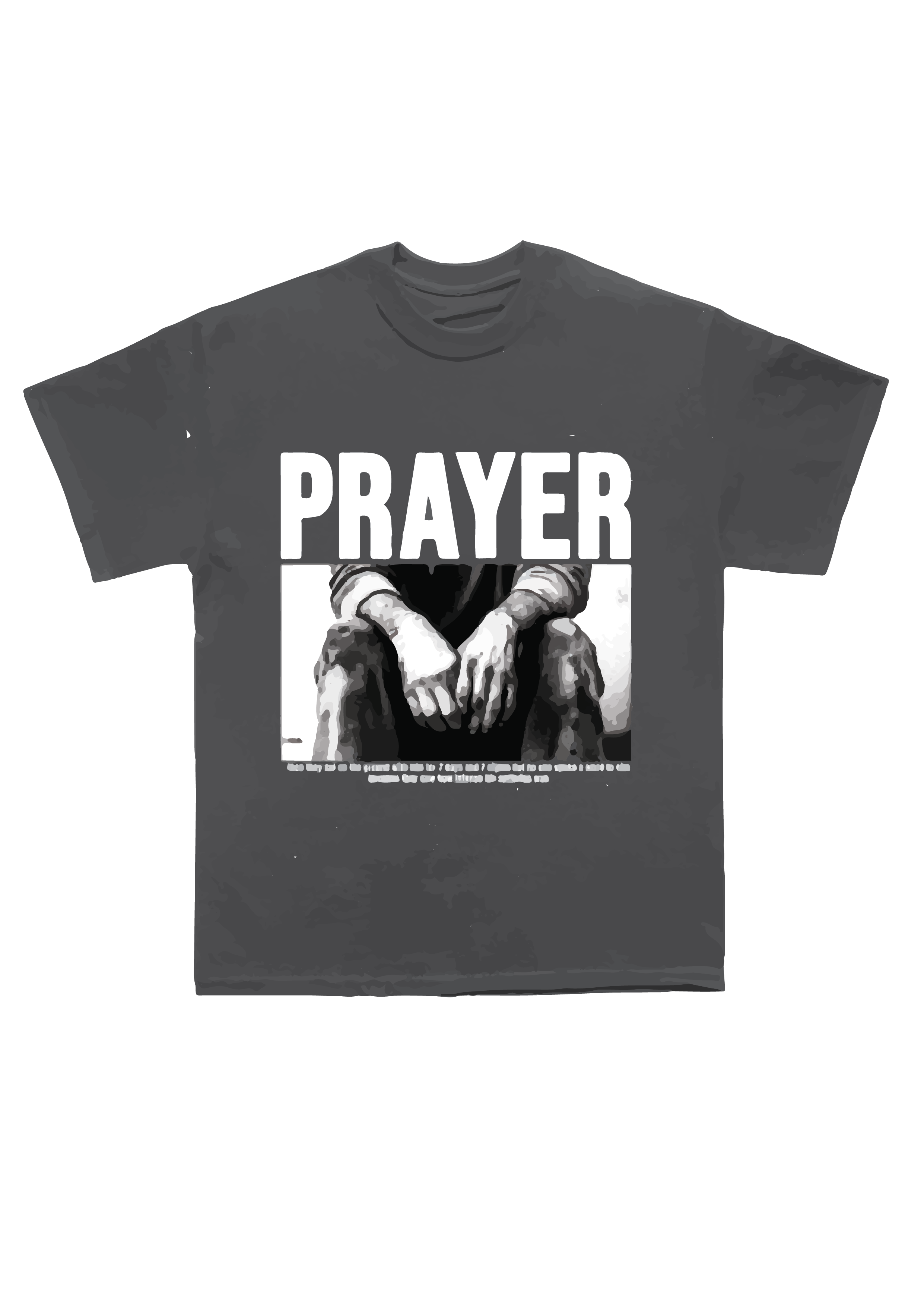 faded black christian t shirt says prayer and has extract from the book of job street wear made in australia